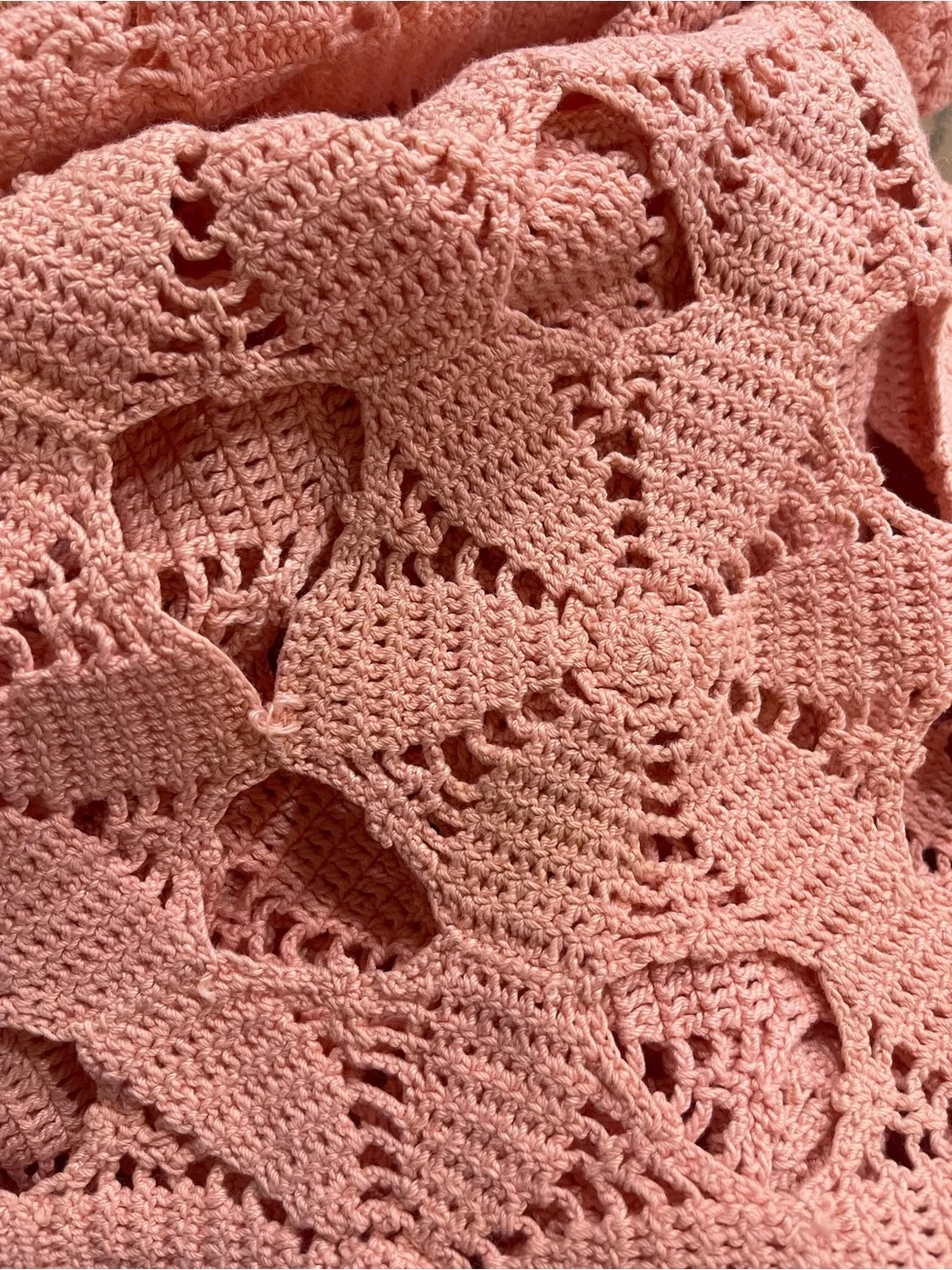 Handmade Crochet Throw Blanket in Dusty Pink